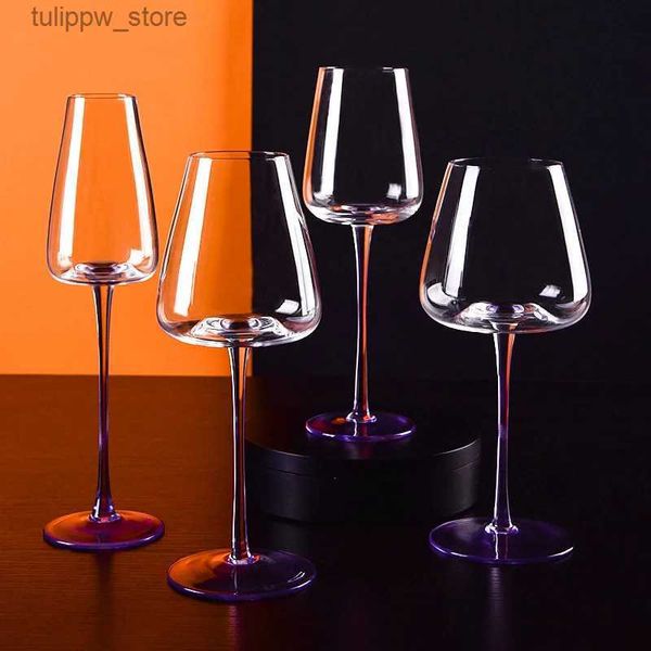 Verres à vin 2 pièces / lot verres à vin gobelet 2023 dernière conception cristal violet fête de mariage coupe de dégustation de vin de luxe flûtes à champagne bordeaux L240323