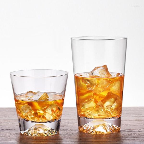 Copas de vino 2 PCS Mountain Rocks Glass Hand Blown Old Fashioned Whisky Collins Juego de beber de