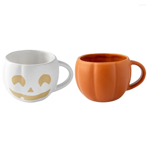 Verres à vin 2 pièces, tasses à motif de citrouille, décor d'halloween, tasse à eau en céramique, nouveauté café