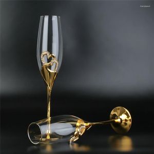 Verres à vin 2 pièces Mariage Cristal Champagne Verre Ensemble Flûte Pour Cadeau Or 201-300 ML