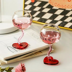 Ensemble de verres à vin 2 pièces, tasses élégantes avec Base en cœur rouge, joli emballage de boîte-cadeau, idéal pour les événements de mariage et les fêtes