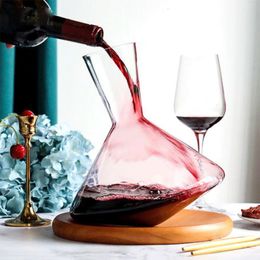 Verres à vin 2000ML Creative Tumbler Decanter avec plateau en bois Soufflé à la bouche Cristal Carafe Champagne Glass Whisky Aerator 221121