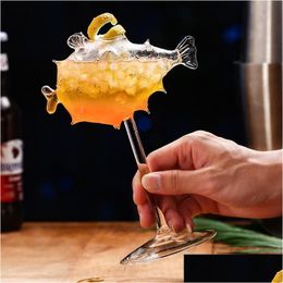 Wijnglazen 200Ml Creatieve Kogelvis Cocktailglas Transparante Beker Beker Met St Molecar Rook Bar Party Drinkware Drop levering