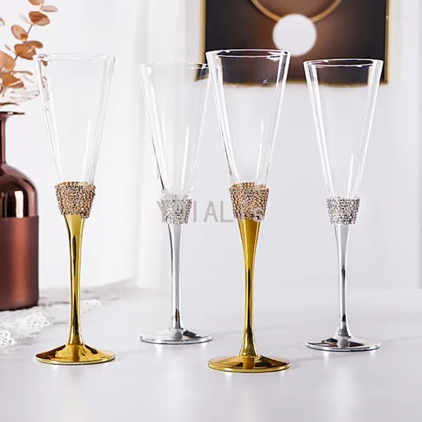 Verres à vin 200 ml de luxe léger art gobelet diamant parsemé à la main cocktail champagne tasse familiale bar-cadeau de vacances