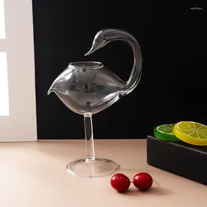 Verres à vin 2024 mignon créatif cygne oiseau verre à Cocktail gobelet Transparent avec paille tasse à jus pour fête Bar discothèque