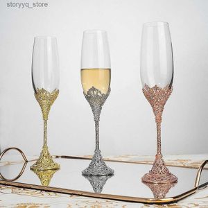 Bicchieri da vino 230ml Matrimonio Flute di champagne Tazza di vetro Regalo Festa Sposa Sposo Tostatura Strass Decorazione di cristallo Bicchiere da vino Calice Fidanzamento Q231115