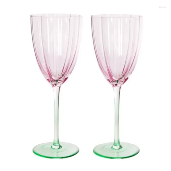 Copas de vino de 240-380ml, copa de venas de pétalos de cristal, arte elegante, champán rojo, restaurante familiar, vasos de regalo para vacaciones