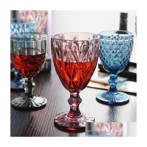 Verres à vin 240 ml 300 ml 4 couleurs style européen lampe en verre teinté en relief gobelets épais livraison directe maison jardin cuisine salle à manger B Dh1Rj