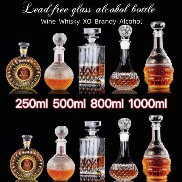 Verres à vin 250 - 1000 ml de luxe en verre Wisky Scelled Contenner Dispensver Bottle for Alcohol Brandy Vacuum Flask Bar accessoires de fête stockée 231107
