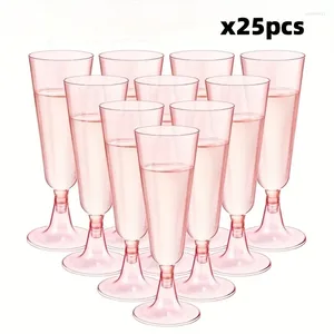 Wijnglazen 25 stks 150lm Plastic Champagne Fluiten Wegwerp Fonkelende Bar Cups Helder Roosteren Voor Bruiloften Cocktail Evenement