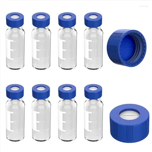 Copas de vino, viales para muestreador automático de 2 ml, paquete de 100, HPLC 9-425 transparente con tapones de rosca azules, septos blancos