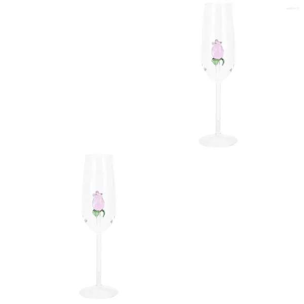 Casas de vinos 2pc Rose Champagne Glass Transparente Copa Roja Whisky Fashion para fiesta de bodas