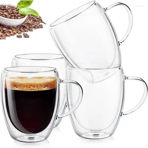 Wijnglazen 2 stks 150/250/350/450 ml dubbele wandglas koffiekopje met handgreep warmte isolatie mok thermische bekers helder drinken