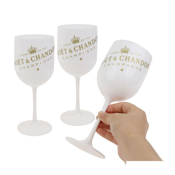 Verres à Vin 2Pcs 16Oz Gobelets En Plastique Acrylique Incassable Champagnes Verres À Vin 480Ml Plastiques Wineparty Tasses À Boire White Champ Dhxre