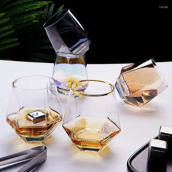 Verres à vin 2 pièces/1 pièces verre Hexagonal cadeau pour ami 320ml coloré Transparent Drinkware tasses à whisky ménage jus tasse eau
