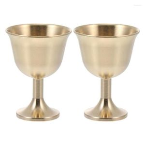 Verres à vin 2pcs en laiton calice tasse gobelet boisson boisson gobelet tasses support de lampe liqueur en métal pour la fête maison livraison directe Gard Dhp2A