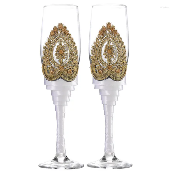 Verres à vin 2 pièces coupe de Champagne pour la mariée et le marié de mariage robe noire et blanche décorative cadeau de saint valentin