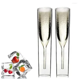 Verres à vin 2 pièces flûte à Champagne verre Double paroi gobelet Cocktails tasse fête de mariage Bar Club créatif Drinkware anniversaire livraison directe