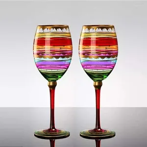 Wijnglazen 2 stks creatief loodvrij kristal rood glas handgemaakte kleurrijke champagne cup goblet home bar trouwfeestje drinkware voor