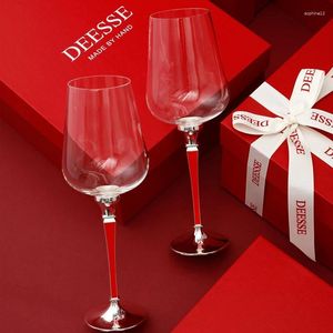 Wijnglazen 2 stks kristal met blauw en zwart rood wit handgemaakte goblet champagne cup copas vino el drinkware dagelijks gebruik cadeau