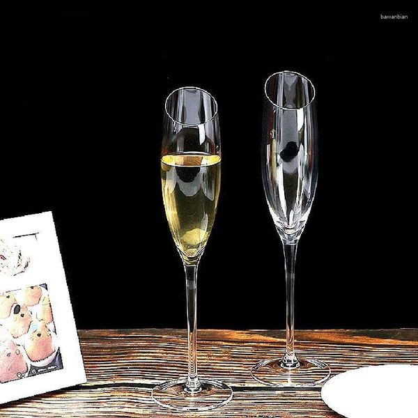 Casas de vinos 2 PCS Copa de cristal sin plomo Flautas de boda de champán Bardrinkware Bardrinkware Vasos de Vidrio 220ml