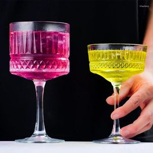 Wijnglazen 2 stks martini glazen gegraveerde strepen champagne cocktail cup home bar goblet party bruiloft drinkware dessert cups