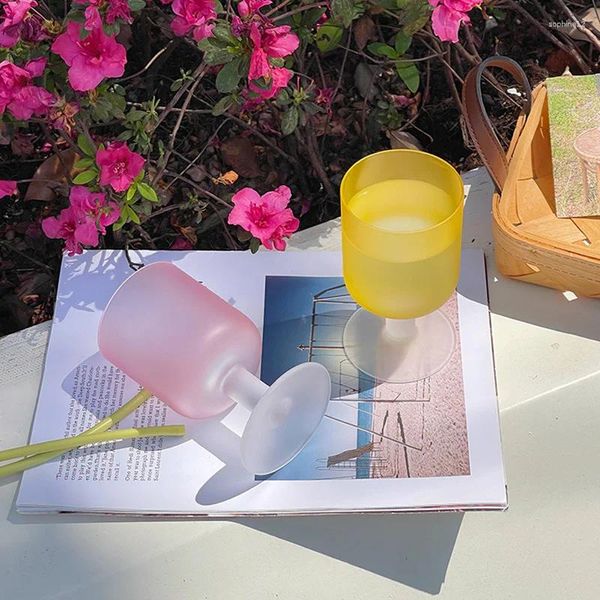 Verres à vin 2 pièces médiéval Vintag E Orange coucher de soleil verre givré haut de gamme S rétro tasse créative