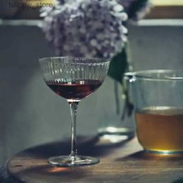 Verres à vin 2 pièces rétro verre à vin gobelet Transparent Margaret tasse rayures verres à cocktail Martini jus verre tasse maison fête barware 225Ml L240323