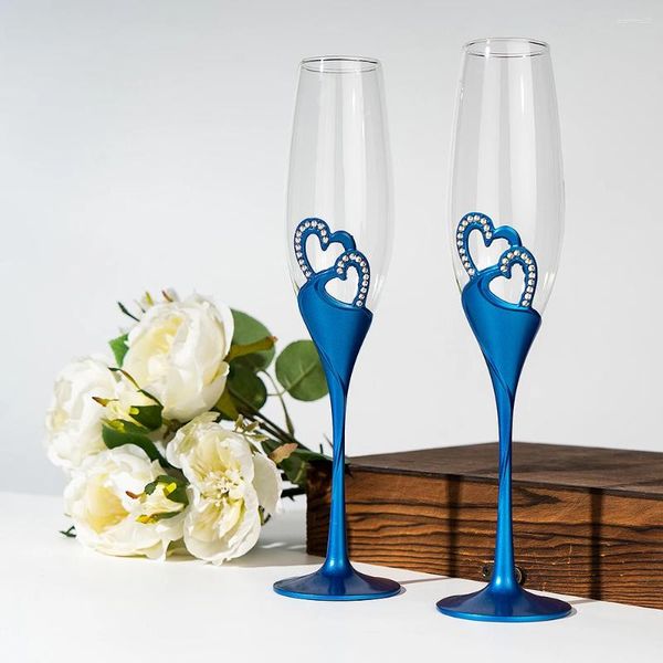 Copas de vino 2 unids/set copas de tostado de champán de boda doradas para fiesta de pájaros y novios postre de cristal regalo matrimonio pareja decoración de mesa de pastel