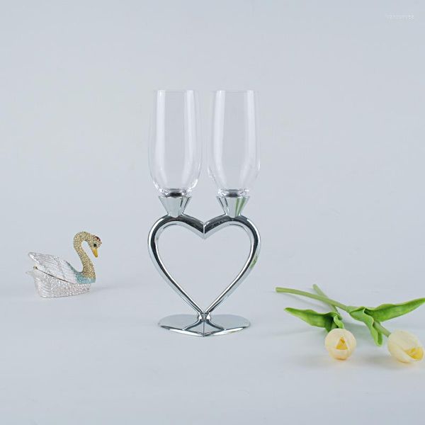 Verres à vin 2 pièces/ensemble en forme de cœur, gobelets en verre de cristal pour fête, cadeaux de mariage, Champagne