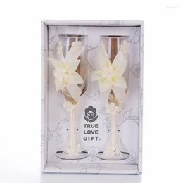 Verres à vin 2 pièces/ensemble mariage cristal Champagne or métal support flûtes gobelet fête amoureux saint valentin cadeaux 200ml