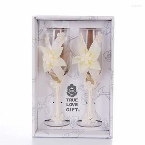 Verres à vin 2 pièces/ensemble mariage cristal Champagne or métal support flûtes gobelet fête amoureux saint valentin cadeaux 200ml