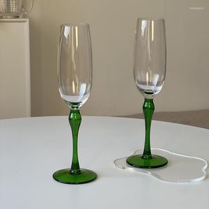 Verres à vin 2 pièces Vintage vert gobelet verre à Champagne cristal Transparent décor à la maison fête de mariage verres Couple tasse 250ml