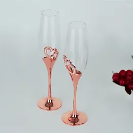 Verres à vin 2 pièces, Champagne Rose Golde de mariage, tasse en verre pour Couple, flûtes en cristal créatives, gobelet de fête, cadeaux 200ml