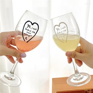Wijnglazen 2 stks bruiloft Creatieve liefdesbrief Gedrukte Champagne Goblet Cup Valentijnsdag Gifts Paar Drinkware 300 ml