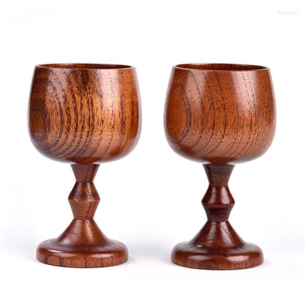 Verres à vin 2 pièces tasses en bois gobelet Jujube bois calice tasse rouge maison Bar fête boire Vintage Drinkware cadeau