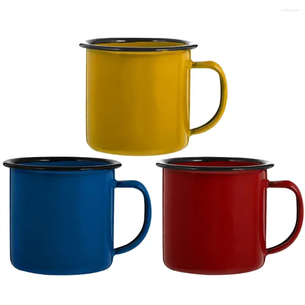 Copas de vino 3 piezas Tazas de café expreso Taza de esmalte de cerámica Niños pequeños Camping Almacenamiento de leche Agua segura Tazas de café simples Jarrones prácticos Pueblos