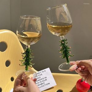 Verres à vin 300 ml 360 ml 3D créatif arbre de Noël forme gobelets décoratifs en verre rouge verres pour festival fête banquet restaurant