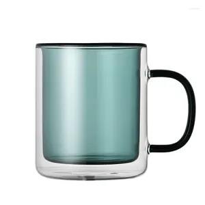 Wijnglazen 300 ml kleur dubbelwandige beker met handvat glazen waterbekers voor koffie ontbijt hoge borosilicaat grappige mokken geel blauw