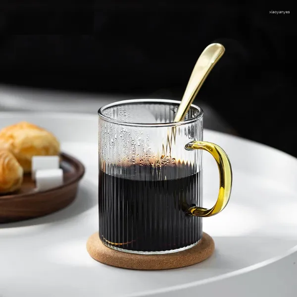 Casas de vino 300 ml Copa de agua dorada Agua Gran capacidad Té de té resistente al calor de café Café de café