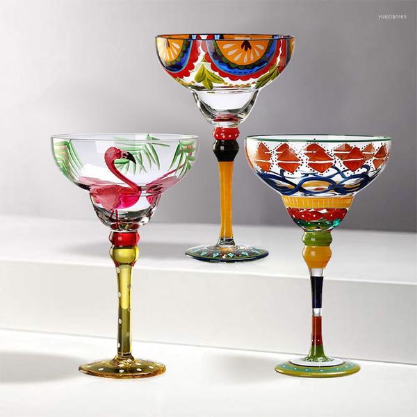 Copas de vino de 300ml, copa de cóctel Margarita hecha a mano, copa de copa colorida, creativa, sin plomo, Bar Ome, fiesta de boda