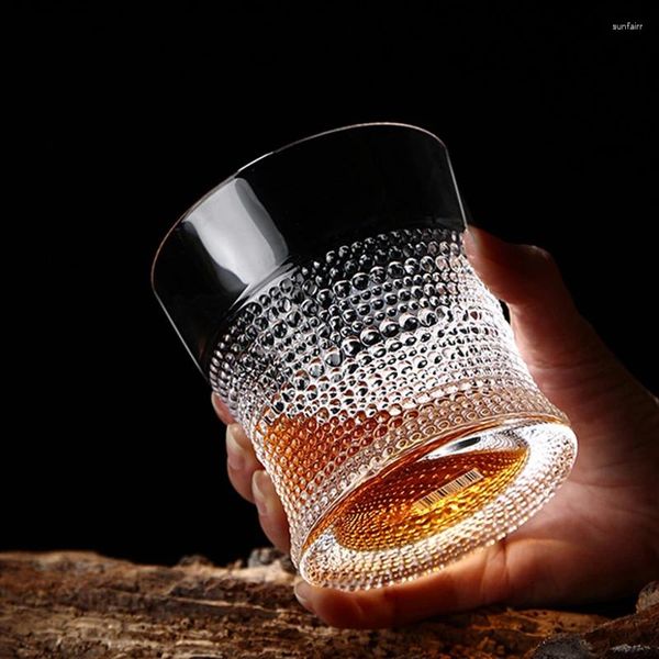 Copas de vino Vasos de whisky de 300 ml Vasos espesados Restaurante Vidrio Patrón de puntos de perlas Taza de café de hielo en relieve Tazas de jugo de agua de soda