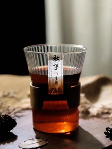 Wijnglazen 340 ml Japans verticaal korrelglas geïsoleerde koffiewater mok anti -brandend oorhangende huishouden gebarneerd boeket taille beker