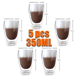 Verres à vin 350ML Double Paroi Verre Tasse Transparent À La Main Résistant À La Chaleur Thé Boisson Tasses Whisky Bière Tasses À Café Verres Outil Réutilisable 230629