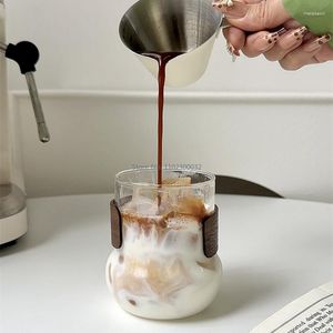 Wijnglazen 350 ml niche ins stijl retro koffiekopje rechte ronde bodem glas hoge temperatuur water ontbijt melk latte cups