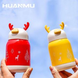 Verres à vin 380 ml de vitrage de Noël créatif Little Water Cup Antlers Double-couche Cartoon Migne Mug Drinkware Children Cadeaux