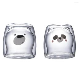 Wijnglazen 3D 2-Tier Innovative Mooie Panda Bear Coffee Mug Hittebestendige Double Wall Glass Cup voor Melksap Home Party Decor