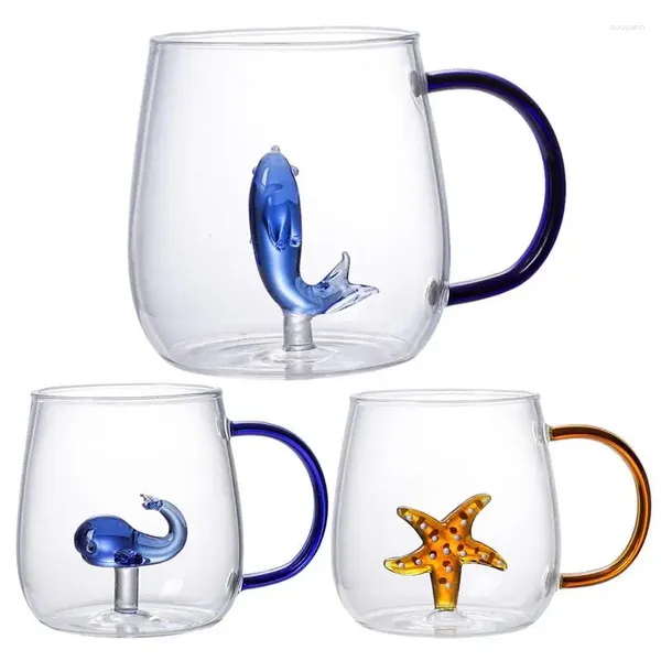 Copas de vino, taza de café 3D con forma de Animal de dibujos animados, cristal para el hogar, figura bonita en el interior, taza transparente, tazas para desayuno, té de la leche, regalo