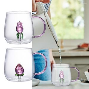 Verres à vin 3D en cristal, verre à boire esthétique avec fraise, multifonctionnel pour le thé, cadeaux uniques