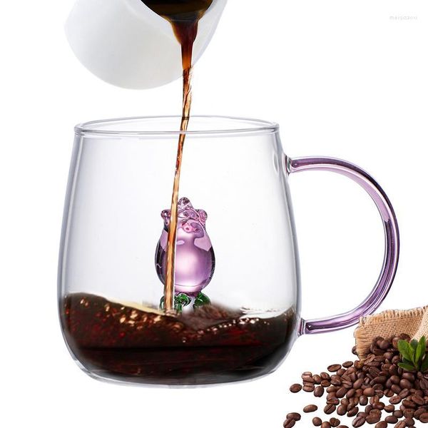 Verres à vin tasse en verre à boire 3D avec fraise tasses en cristal universelles tasses à café polyvalentes esthétique